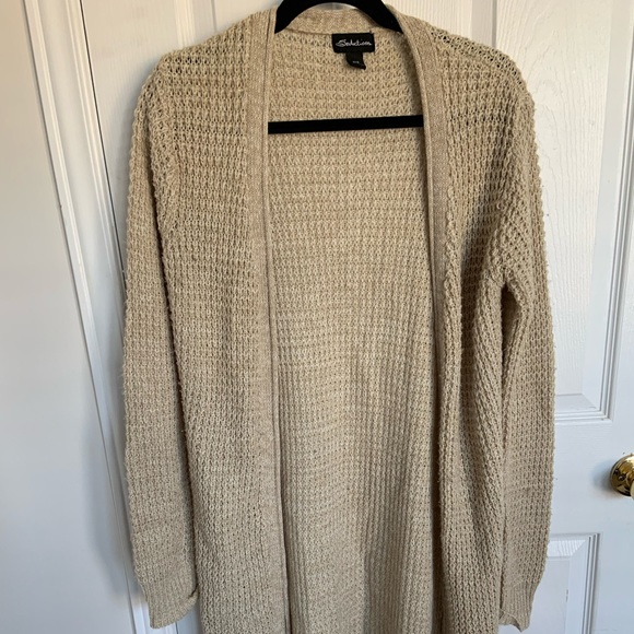 Seductions, Nude Long Loose Knit Cardigan, Size: Medium - Picture 1 of 4